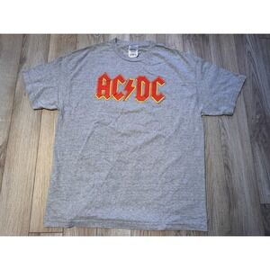 Vtg ACDC Band Graphic T-Shirt Mens XL Gray Red Yellow Logo 2004 Alstyle Apparel